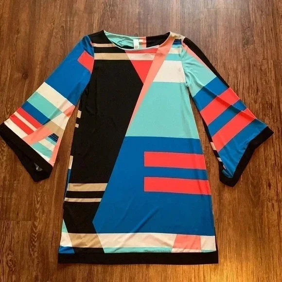 Emma & Michelle ColorBlock Dress Sheath Medium Y2k - Picture 1 of 7